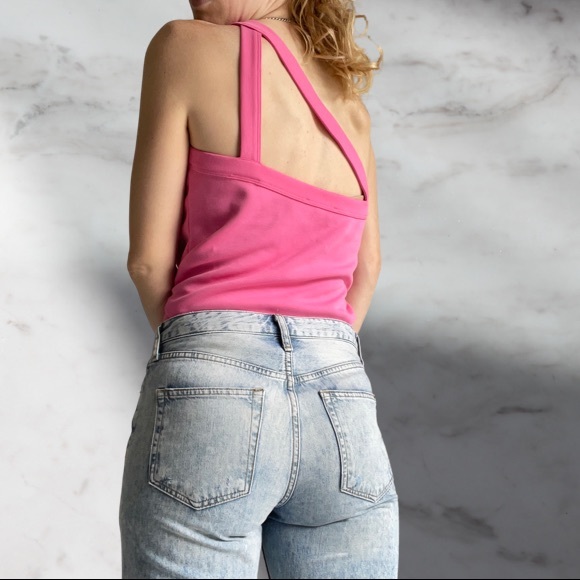 COUNTRY ROAD bubblegum pink one shoulder top, size L. - Picture 9 of 11